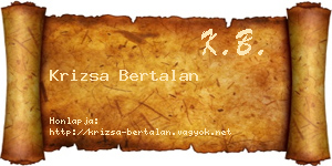Krizsa Bertalan névjegykártya